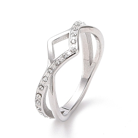 Кольцо на палец с волнистыми кристаллами и стразами, 304 женские украшения из нержавеющей стали