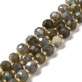 Chapelets de perles labradorite naturelle , avec des perles de rocaille, facettes rondelle