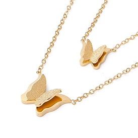 Двухслойное ожерелье с подвесками в виде бабочек, ионное покрытие (ip) 304 ювелирные изделия из нержавеющей стали для женщин