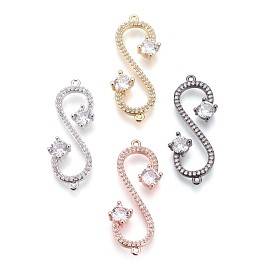 Brass Micro Pave Cubic Zirconia Links, Infinity, Clear