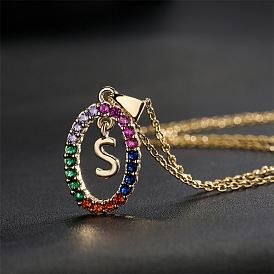 Real gold-plated European and American 26-letter zircon pendant necklace for women.