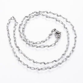 304 Stainless Steel Link Chain Necklaces, with Lobster Clasps, Twist