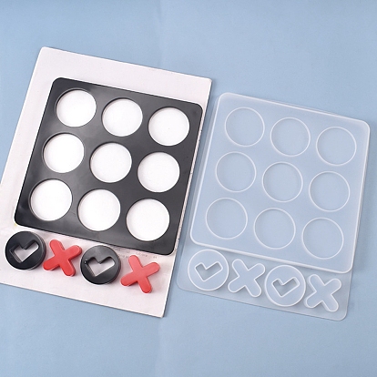 Moules en silicone de jeu de société tic tac toe, xo fun family games moulage en résine époxy silicone, pour bricolage enfants jeu de table adulte