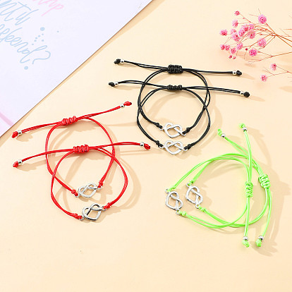 Colorful Heart Knotted Bracelet: Creative Alloy Weaving Card Hand Chain for Women