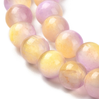 Natural Selenite Dyed Beads Strands, Imitation Cat Eye, Grade A, Round