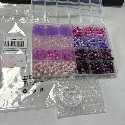 Kits de fabrication de bijoux, bracelets de perles acryliques rondes, bricolage
