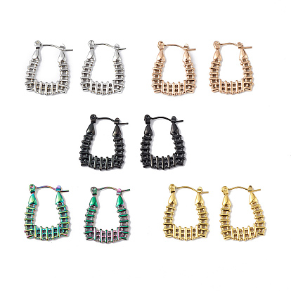 304 Прямоугольные серьги-кольца из нержавеющей стали для женщин с ионным покрытием (IP)