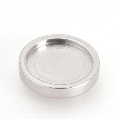 201 Stainless Steel Plain Edge Bezel Cups, Cabochon Settings, Flat Round