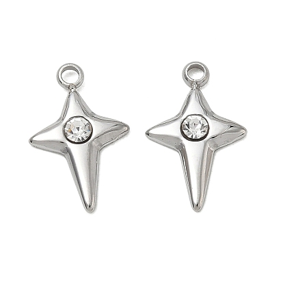 304 Stainless Steel Rhinestone Pendants, Star Charms