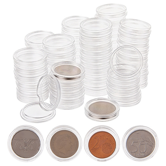 Plastic Flat Round Coin Boxes, Commemorative Coin Collection Supplies