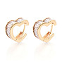 Серьги-кольца в форме сердца с микропаве из прозрачных кубических цирконий из латуни