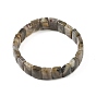 Natural Mexican Agate Rectangle Beaded Stretch Bracelets, Tile Bracelet