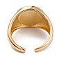Brass Enamel Cuff Rings, Open Rings, Long-Lasting Plated, Real 18K Gold Plated, Flat Round with Planet