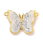 Подвески из кристаллов натурального кварца, звенья из латуни «бабочка» с микропаве, прозрачные циркониевые звенья с эмалью