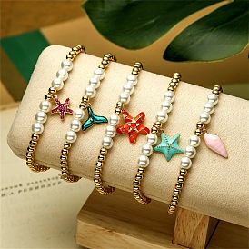 Ocean-inspired Pearl Starfish Tail Bracelet for Fashionable Beach Lovers