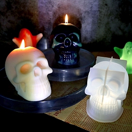 Moules en silicone pour bougies de bricolage, fabrication de bougies parfumées, Halloween crâne