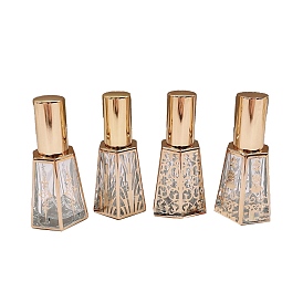 Flower/Leaf Pattern Arabic Style Glass Empty Refillable Spray Bottle, Fine Mist Atomizers, with Plastic Cover, Travel Cosmetic Containers