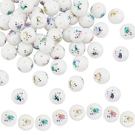 ARRICRAFT Electroplate Glass Beads, Round with Butterfly Pattern