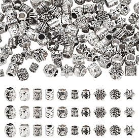 100 шт 10 стили европейские бусины из сплава в тибетском стиле, бусины с большим отверстием, rondelle & column