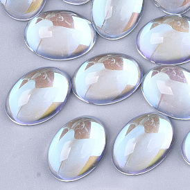 Cabochons de verre transparent, de couleur plaquée ab , ovale