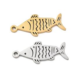 304 Edelstahl Anhänger, gestreifte Fisch-Charms