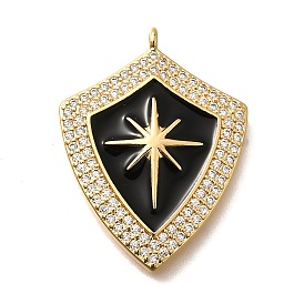 Латунные микро проложить кубического циркония подвески, с эмалью, без кадмия, без никеля и без свинца, щит и звезда