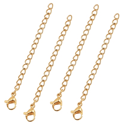304 Stainless Steel Chain Extender, with Lobster Claw Clasp