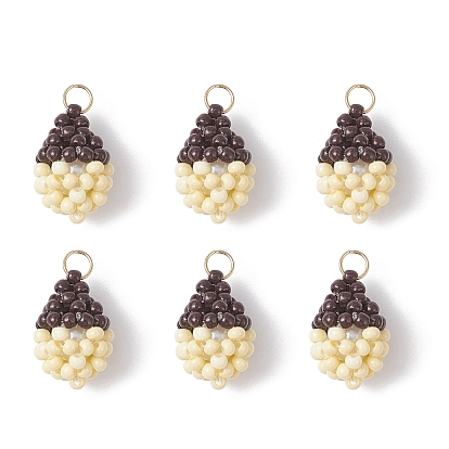 Подвески в виде желудей из стеклянных бусин, с 304 кольцами из нержавеющей стали, реальный 18 k позолоченный