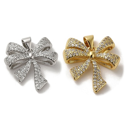 Покрытие стойки латунь микропаве прозрачные подвески из кубического циркония, без свинца и без кадмия, долговечный, бантом