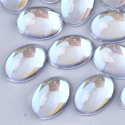 Transparent Glass Cabochons, AB Color Plated, Oval