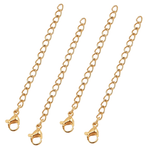304 Stainless Steel Chain Extender, with Lobster Claw Clasp