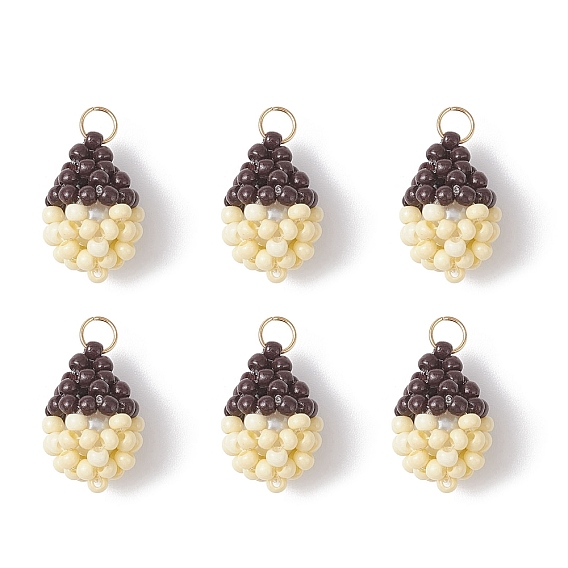 Подвески в виде желудей из стеклянных бусин, с 304 кольцами из нержавеющей стали, реальный 18 k позолоченный