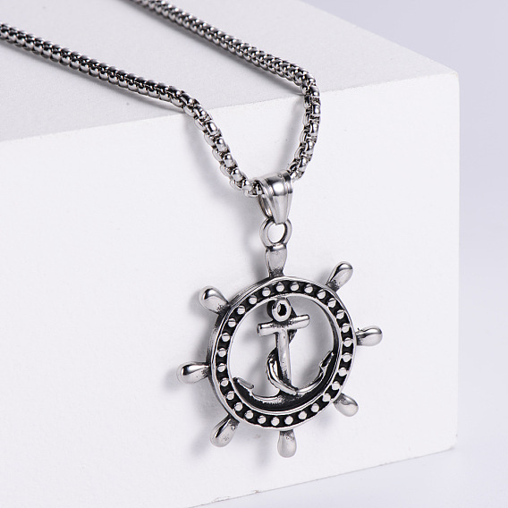 304 Мужские подвески в виде якоря и штурвала из нержавеющей стали