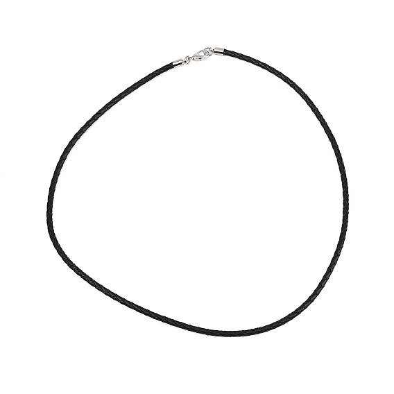 Плетеные кожаные шнуры для изготовления ожерелий, латуни с застежками омаров, 18.1 дюйм, 3 мм