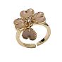 18K Gold Plated Colorful Oil Drop Heart Flower Design Ring - European and American Style
