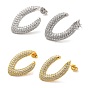 Brass Micro Pave Clear Cubic Zirconia Stud Earrings for Women, Letter C