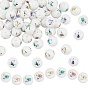 Electroplate Glass Beads, Round with Butterfly Pattern