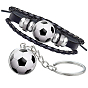 Комплект украшений в виде футбольного мяча из полого стекла, Трехслойные многонитевые браслеты и брелки из искусственной кожи, со сплавочной фурнитурой