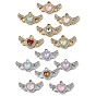Pendentifs en verre d'alliage de placage uv, coeur avec breloque aile, avec strass, facette, couleur mixte