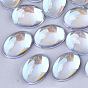 Transparent Glass Cabochons, AB Color Plated, Oval