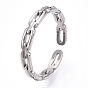 304 Stainless Steel Open Cuff Ring, Hollow Oval
