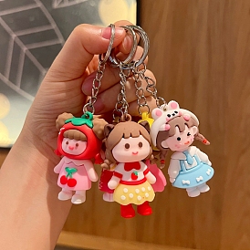 Girl PVC Bag Keychain, Cartoon Backpack Hanging Decoration