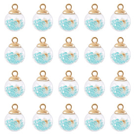 20 шт. подвески в виде прозрачных стеклянных шаров, со стразами и засушенным цветком внутри и пластиковыми подвесками ccb, мяч