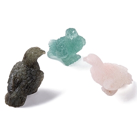 Natural Gemstone Carved Eagle Figurines Statues for Home Office Desktop Feng Shui Ornament