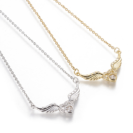 Ожерелье с кулоном из кубического циркония, с 304 кабельными цепочками из нержавеющей стали, летать сердце