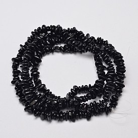 Brins de perles de tourmaline noire naturelle, 4~12x4~7x2~5mm, Trou: 1mm, environ 33.8 pouce