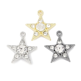 Rack Plating Alloy Pendants, with Rhinestone, Cadmium Free & Nickel Free & Lead Free, Star