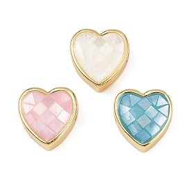 Латунь эмаль бисера, с оболочкой, сердце, без кадмия и без свинца, стойки покрытие, долговечный, реальный 18 k позолоченный