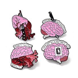 Brain/Heart Alloy Enamel Pin Broochs, for Backpack Clothes