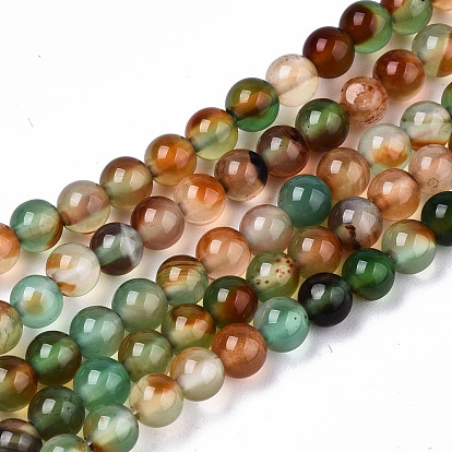 Natural Peacock Agate Beads Strands, Dyed, Round